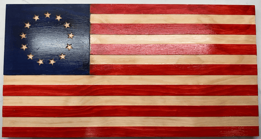 Wooden American Flag Art - Betsy Ross - Flat