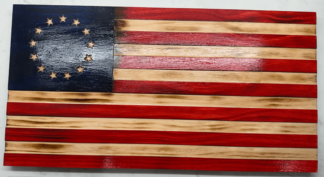 Wooden American Flag Art - Betsy Ross - Flat