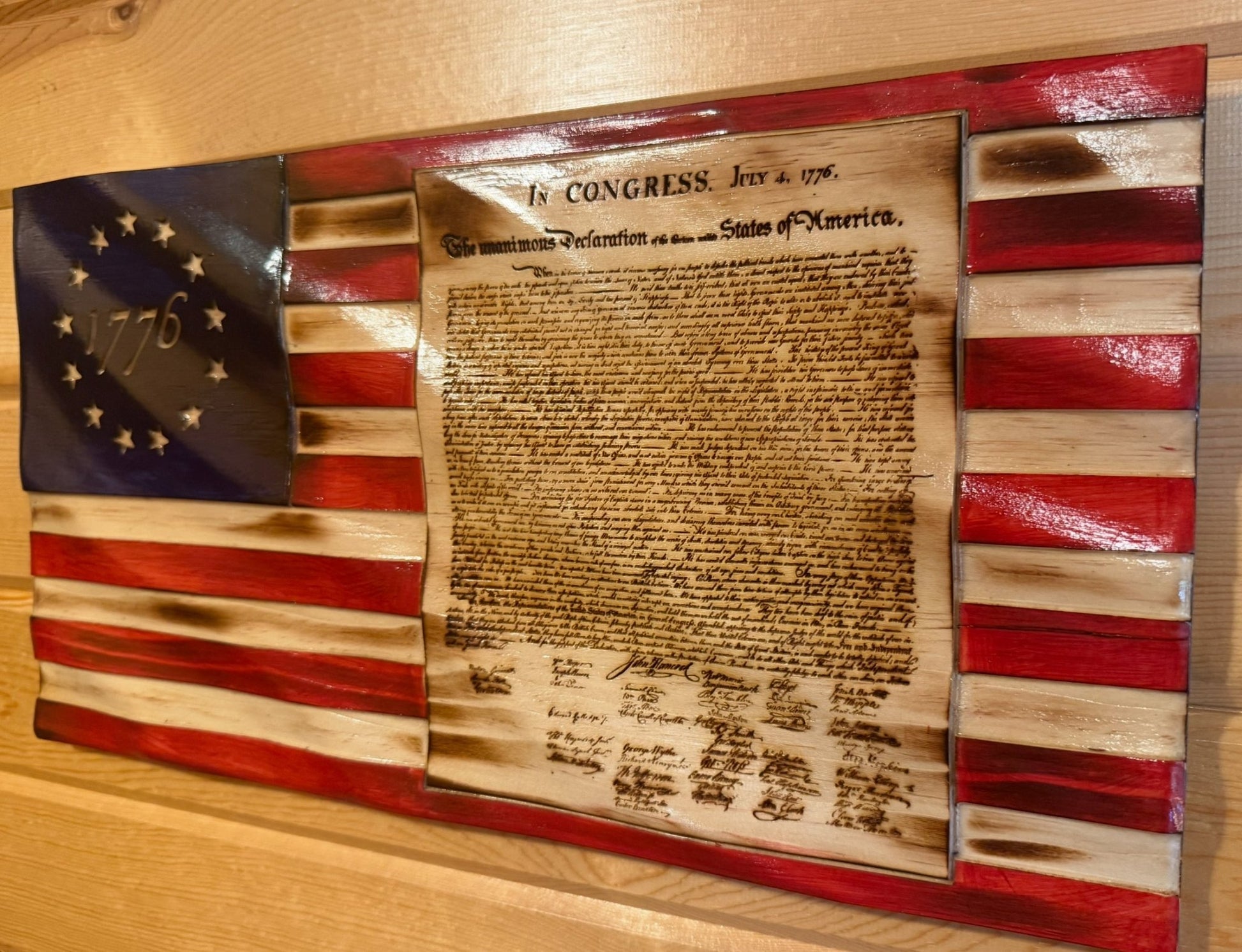Wooden Flag - Betsy Ross - 1776 Declaration of Independence